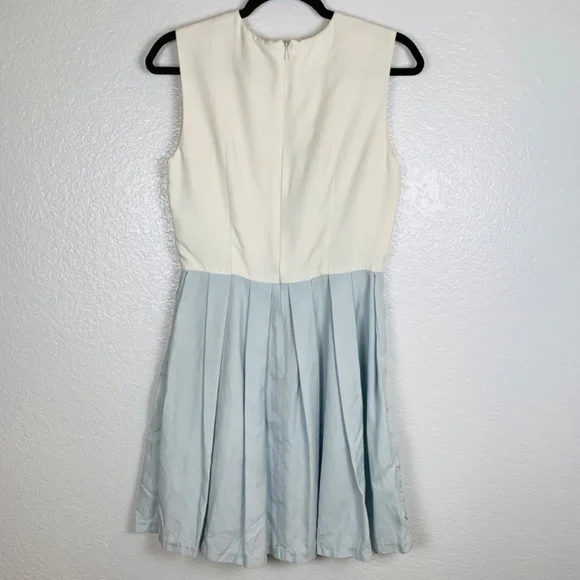 Christian Dior Floral Embroidered Mini Dress Cotton Silk Womens USA Size 6 Blue - Picture 11 of 16